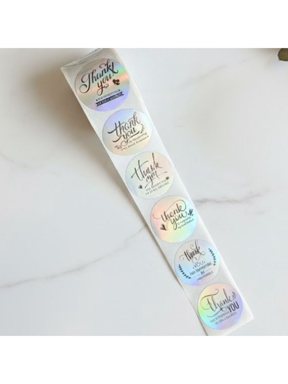 Sparkling Holographic Thank You Stickers | 50 Roll | Small Business